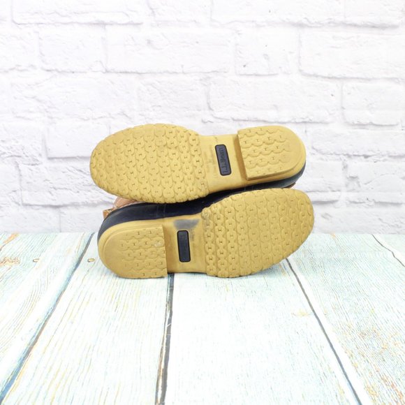 LL Bean Brown Leather Lace Up Round Toe Ankle Duck Boots Size 9 Medium - Picture 9 of 9